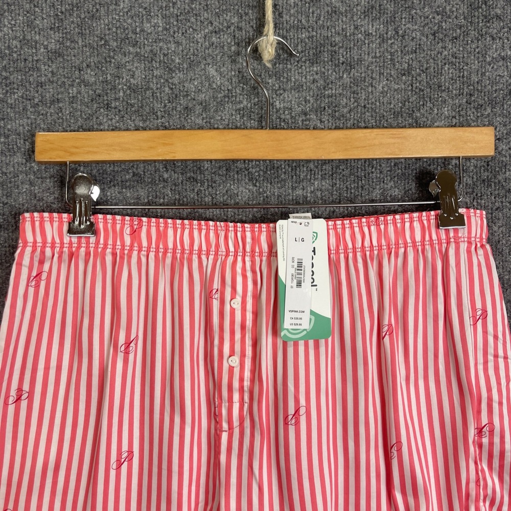 NEW Victoria's Secret PINK Pajama Shorts Womens Large Pink New Striped - Picture 3 of 10